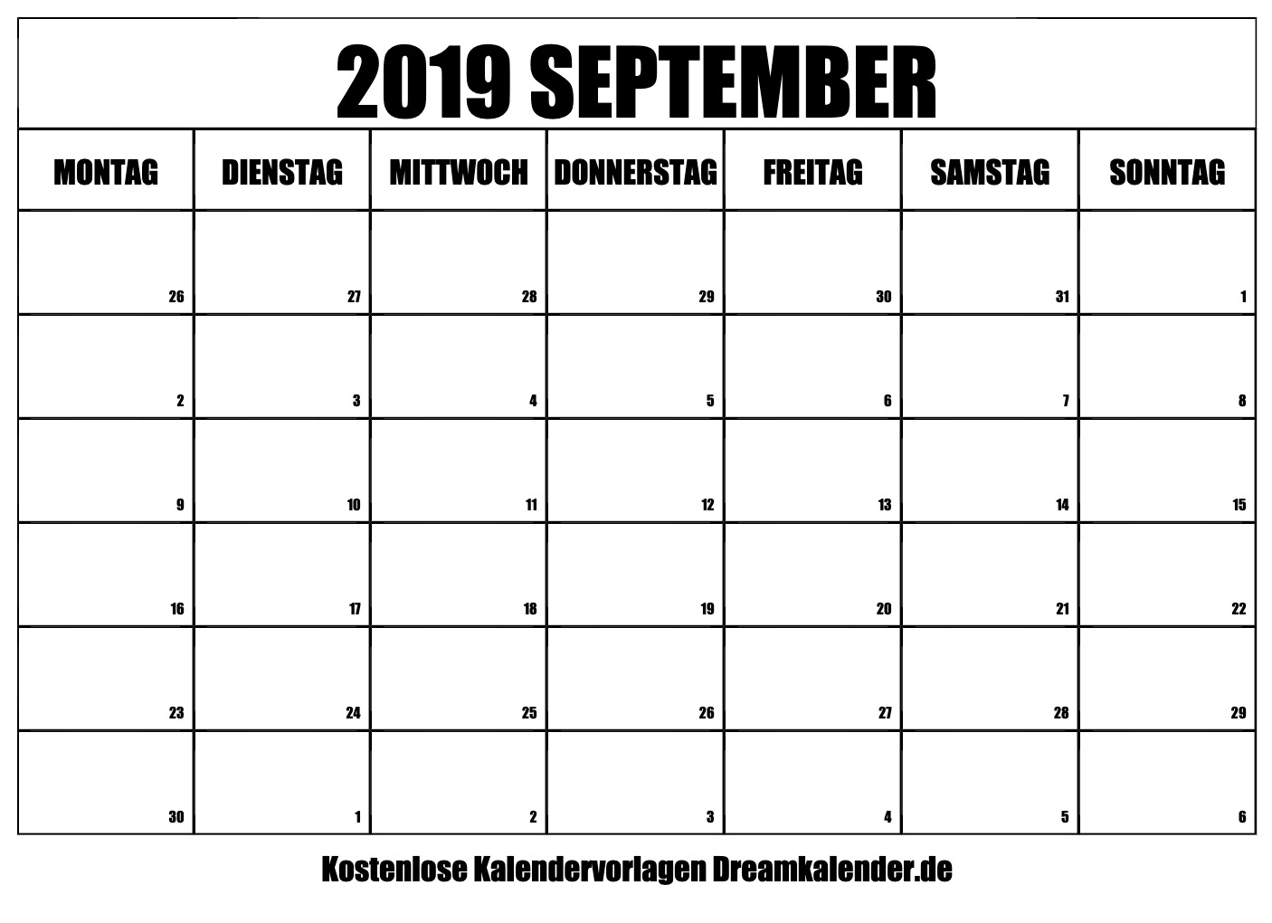 Kalender september 2020 zum ausdrucken