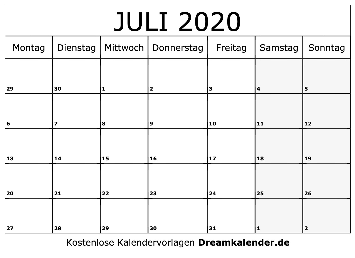 Kalender Juli