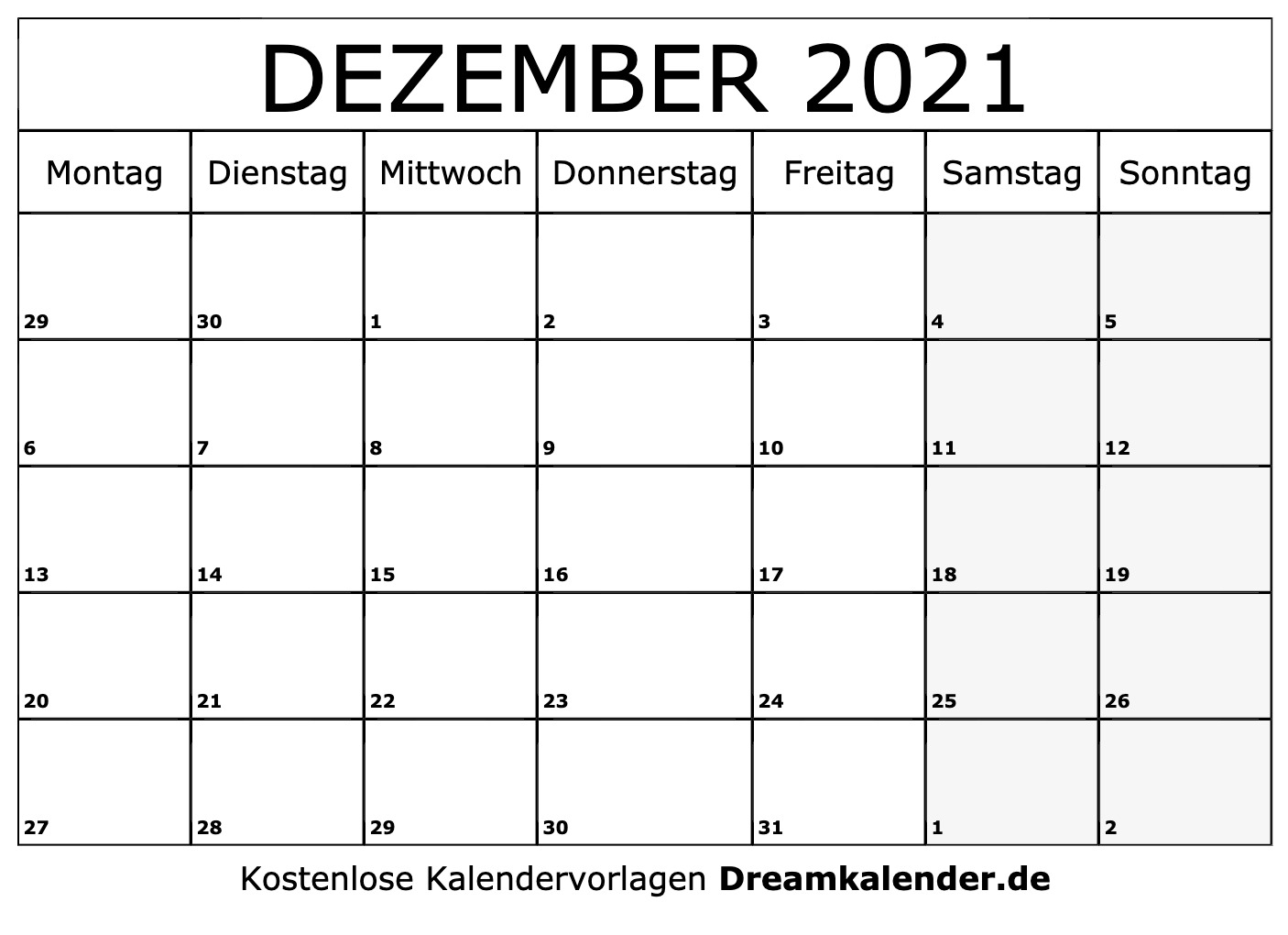 Kalender Dezember 2021