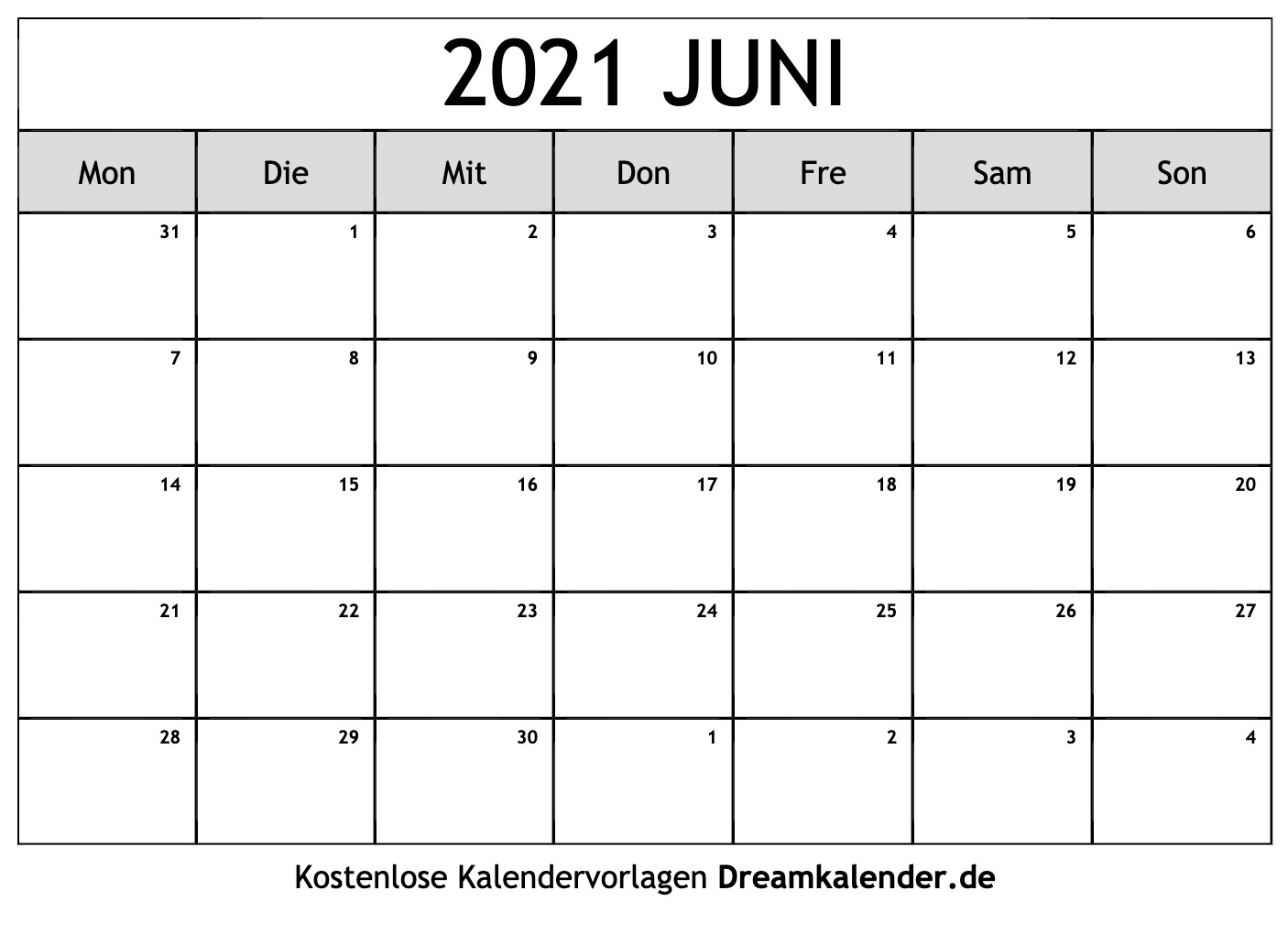 Kalender Juni 2021