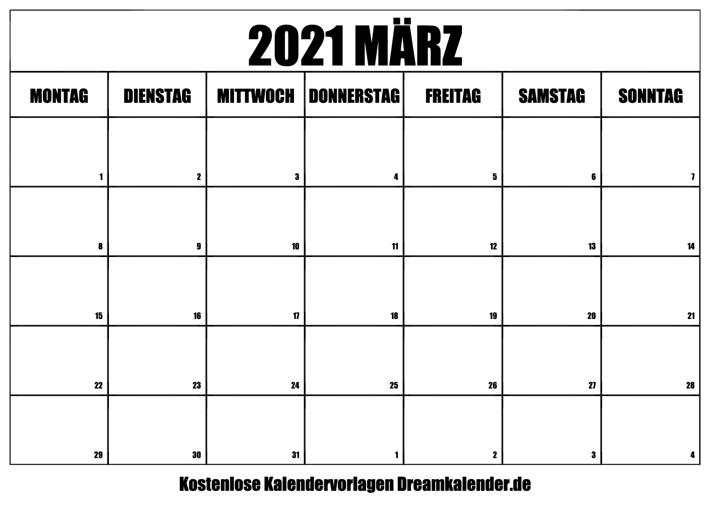 Kalender Marz 2021