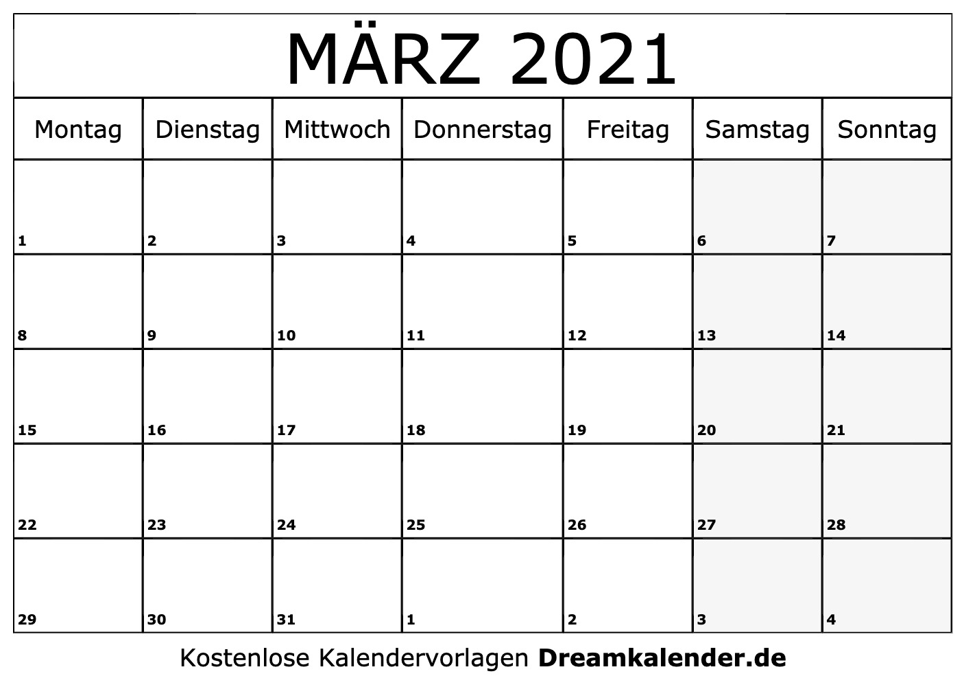 Jahreskalender 2021 zum ausdrucken kostenlos / wir haben einen speziellen kalender 2021 zum ausdrucken als pdf für sie erstellt. Kalender März 2021