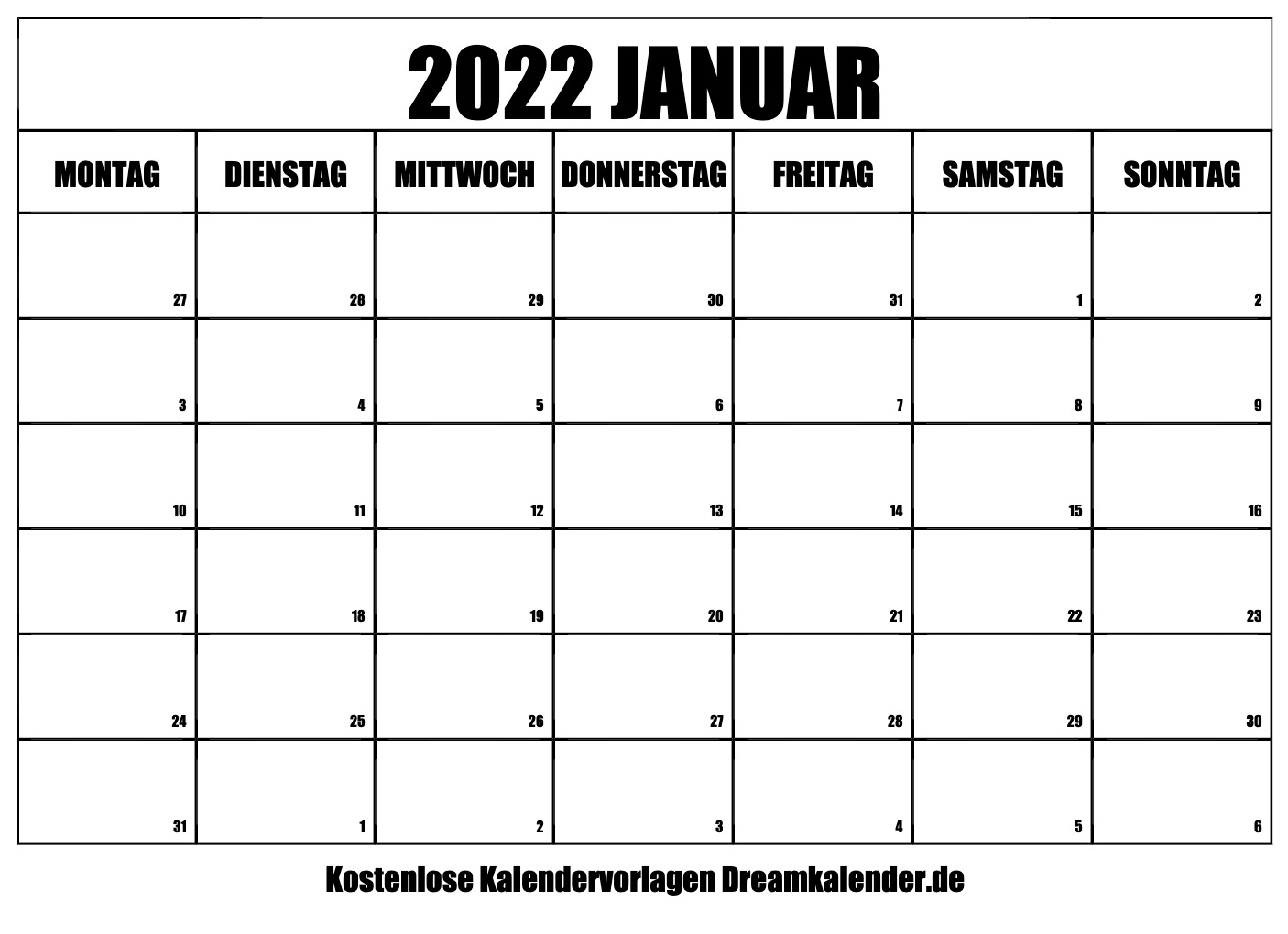  Kalender Januar 2022 