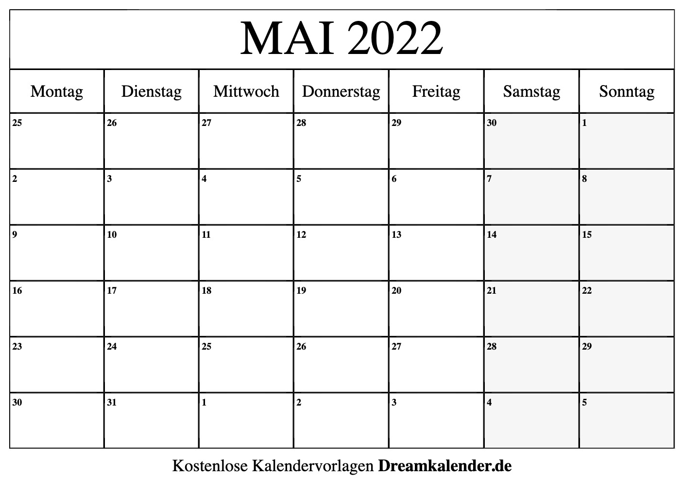 Kalender Mai  2022 