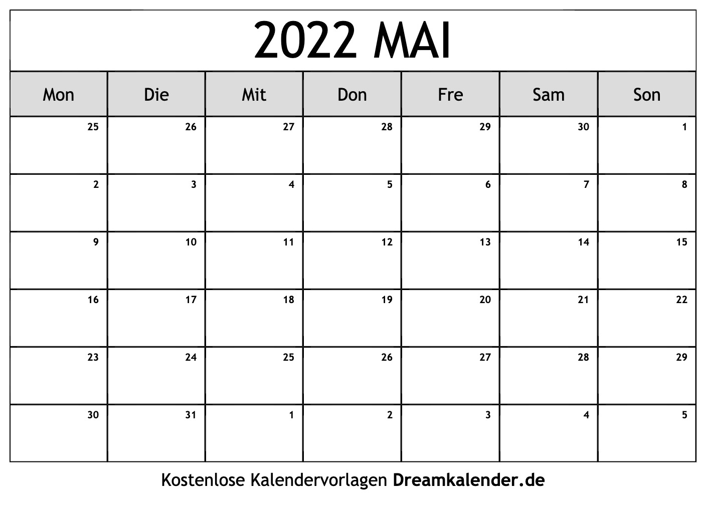 Kalender Mai  2022 