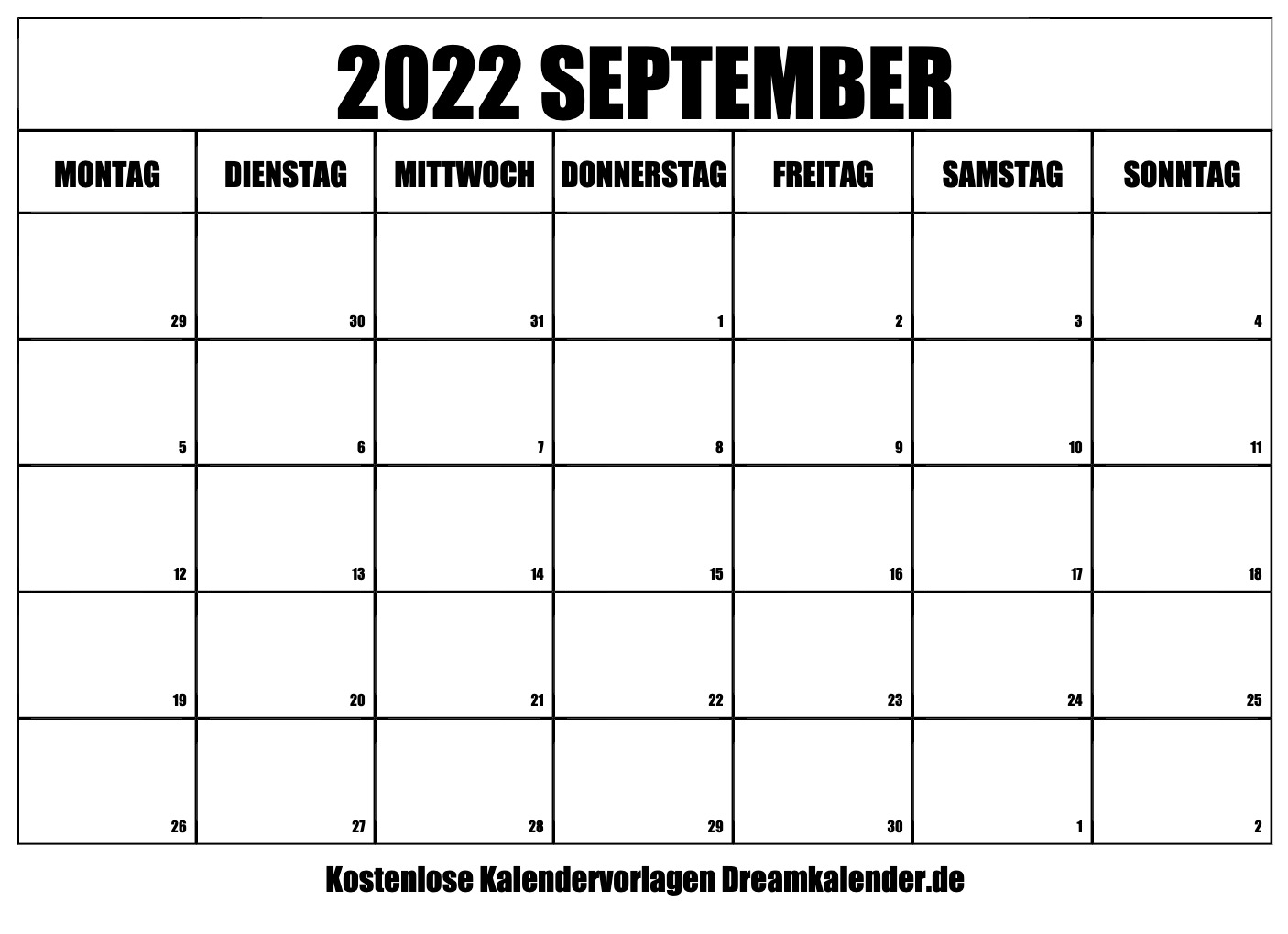 Kalender September 2022