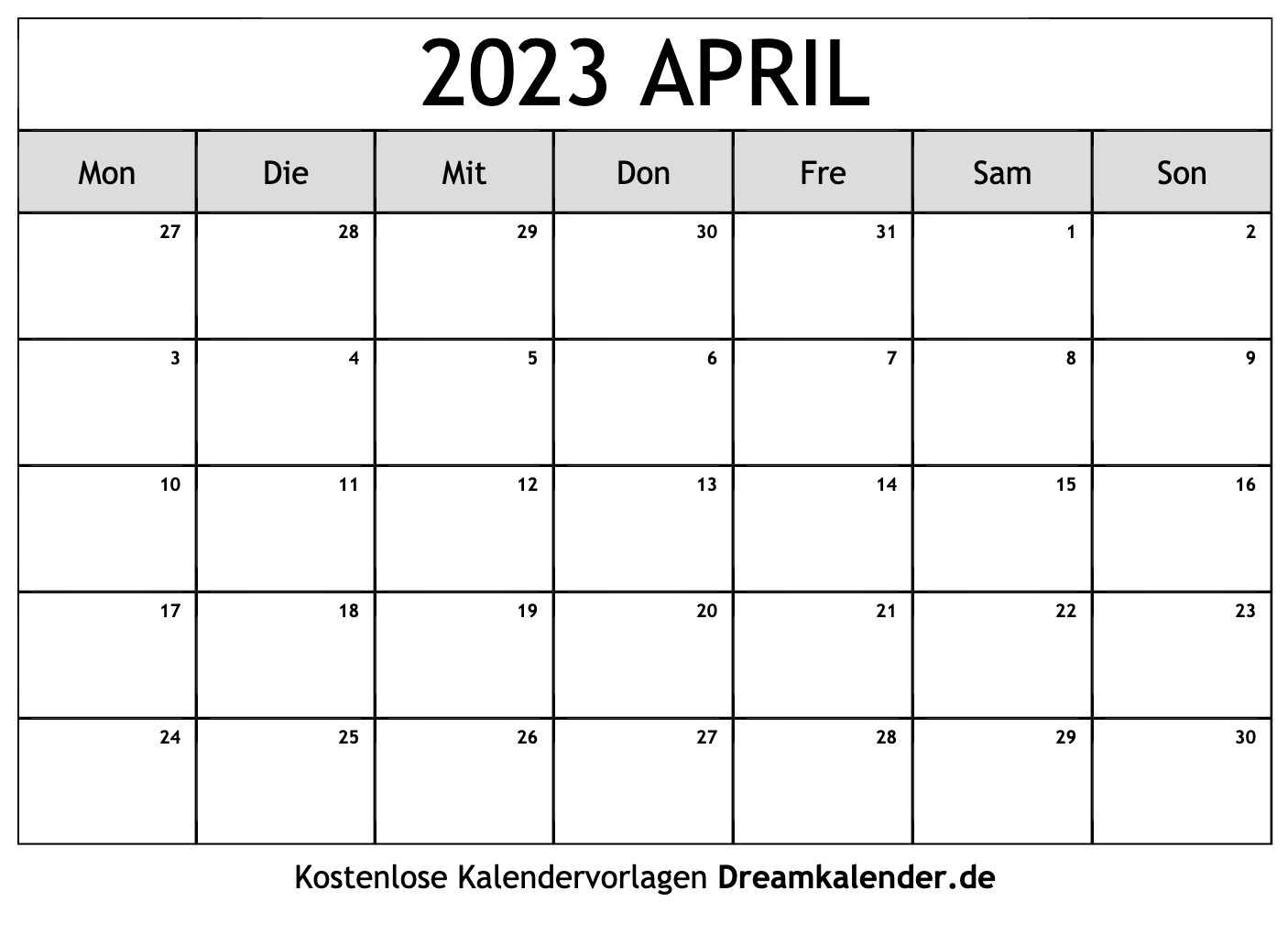 Kalender April 2023