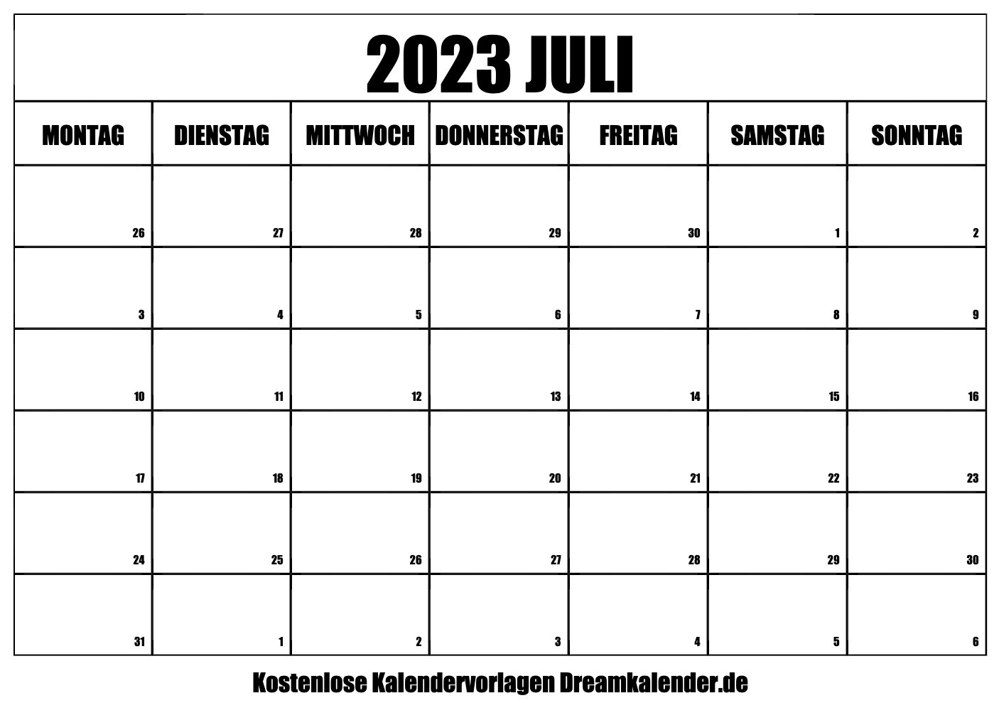 Kalender Juli 2023