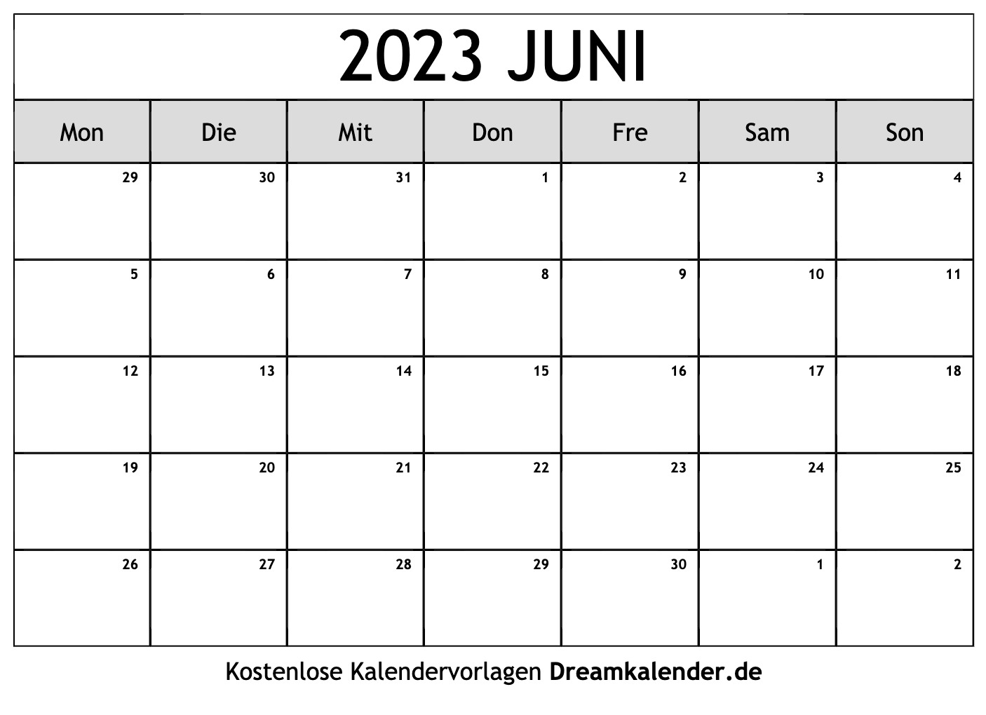 Kalender Juni 2023