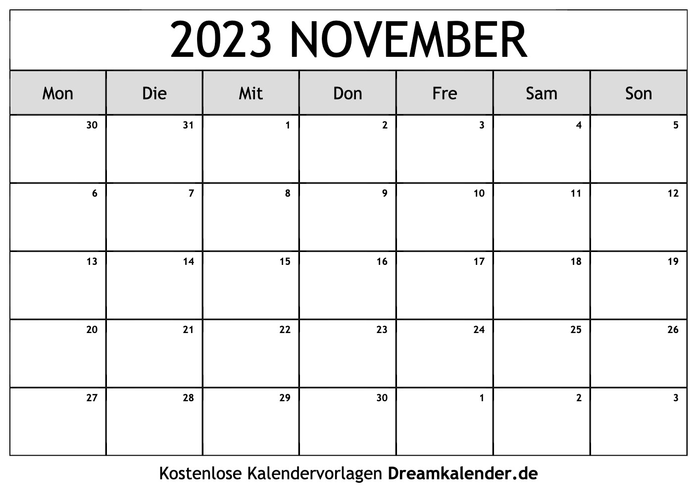 Kalender November 2023