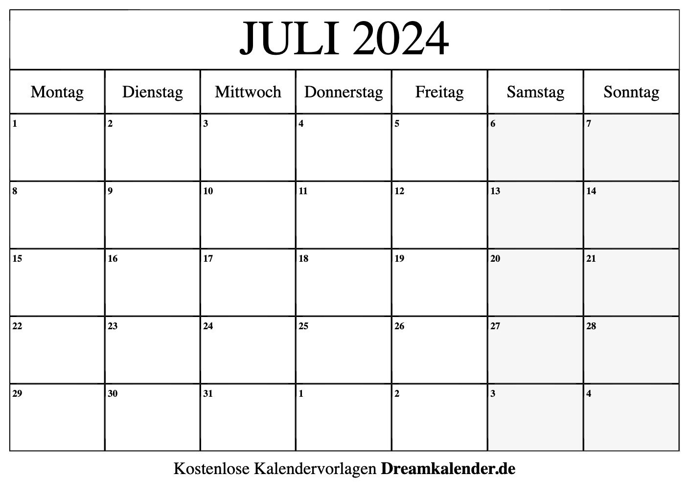 Kalender Juli 2024