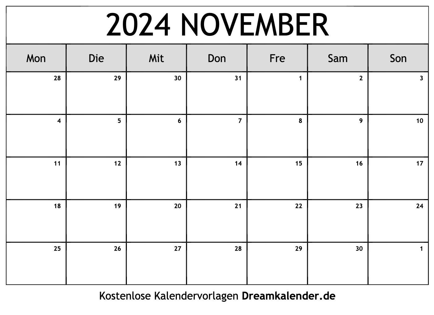 Kalender November 2024