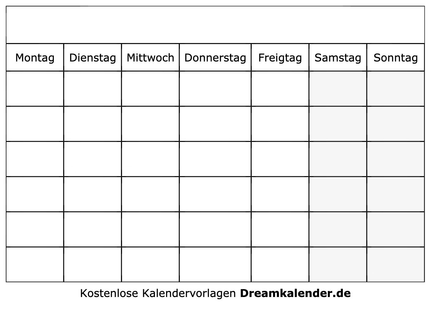 Druckbarer Leerer Kalender Dream Kalender