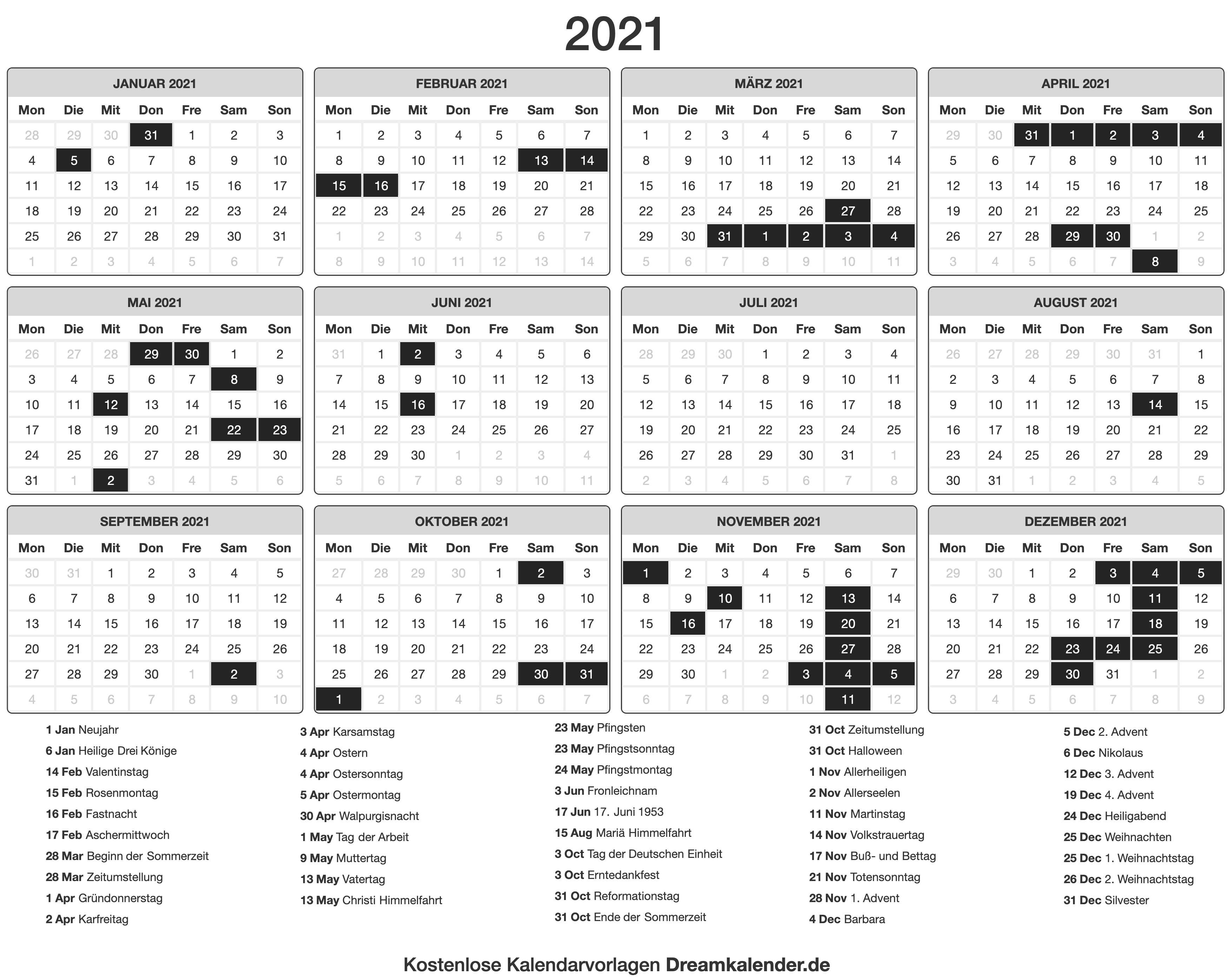 Kalender 2021