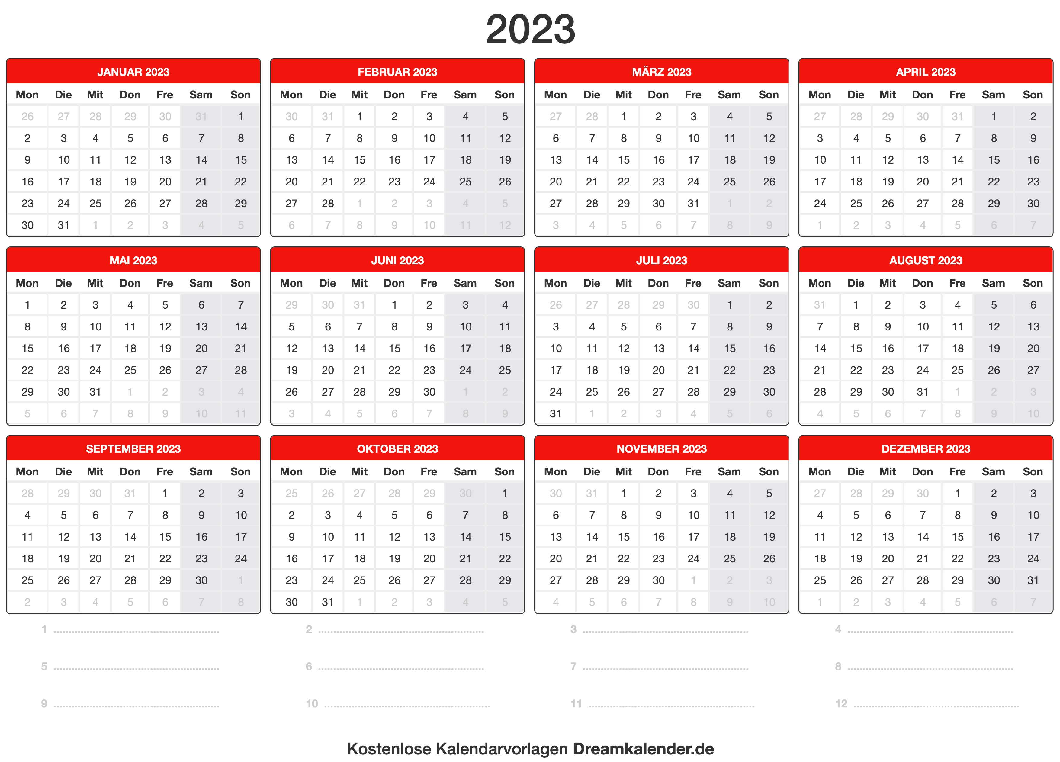 Jaarkalender 2023 Excel Aria Art