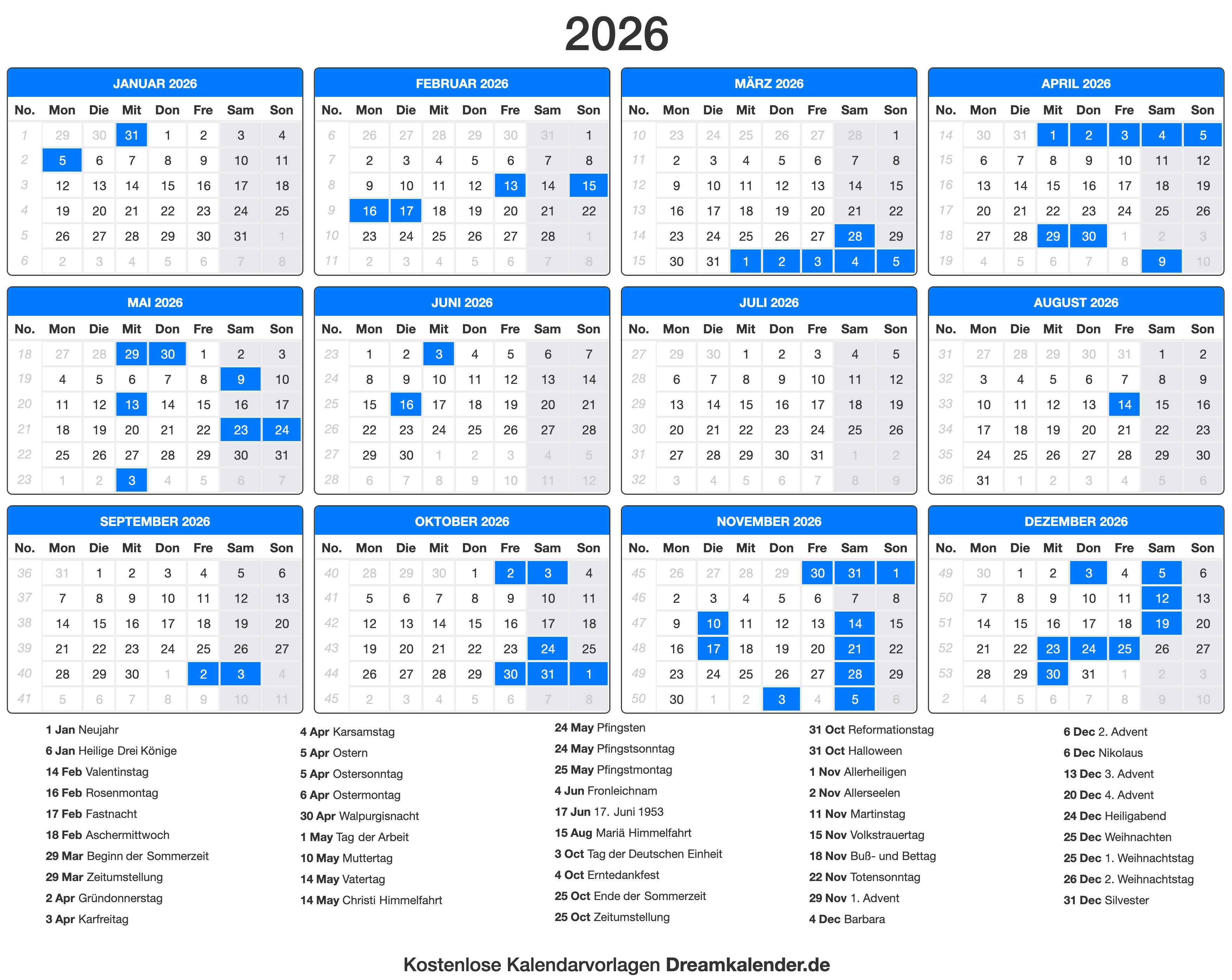 Kalender 2026